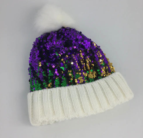 Glam Mardi Gras Sequin Beanie